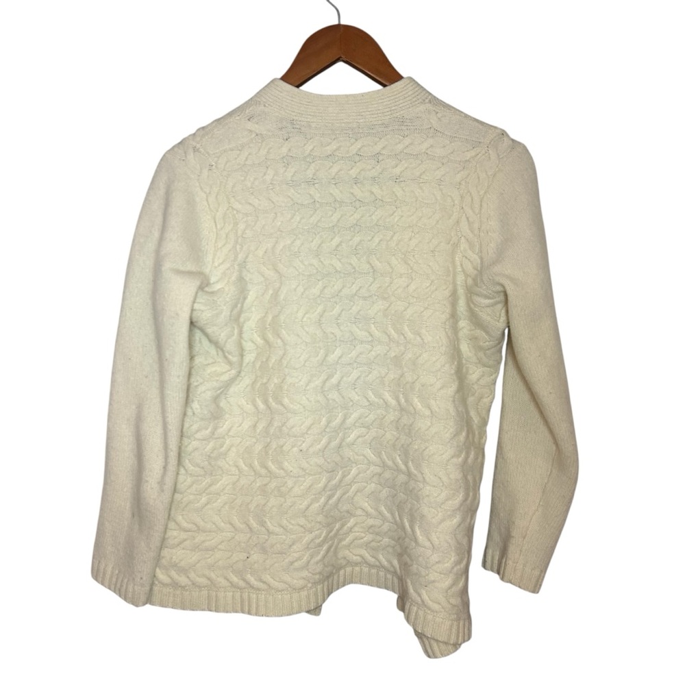 Talbots Cream Cable Knit Sweater Cardigan Wool Cashmere blend size large - Picture 4 of 10
